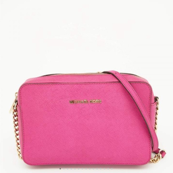 Micheal Kors Pink Leather Jet Set Crossbody Bag - Picture 5 of 5